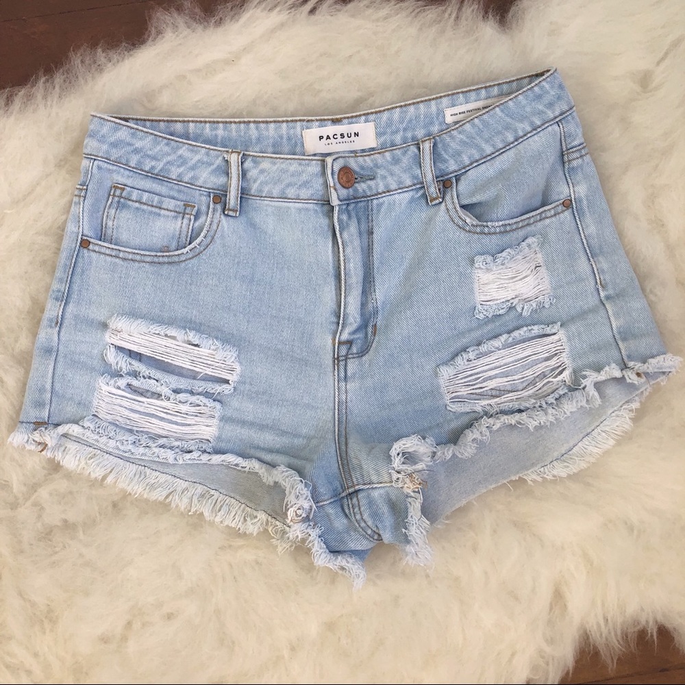 pacsun high rise festival denim shorts